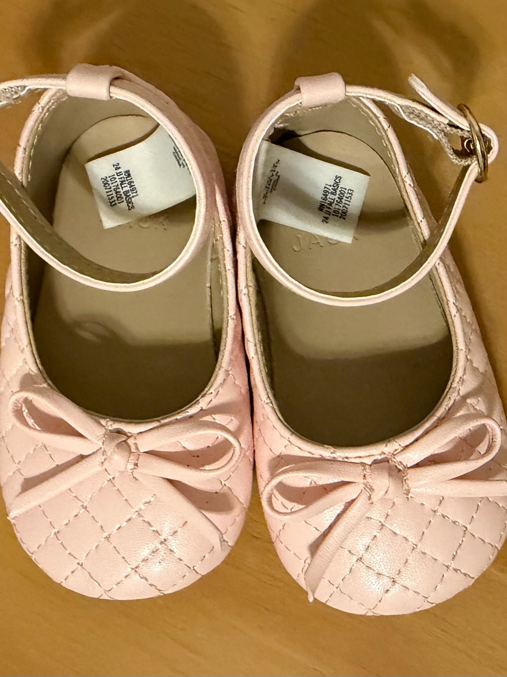 Janie Jack Baby Girls Quilted Bow Mary Jane Shoes - Light Pink